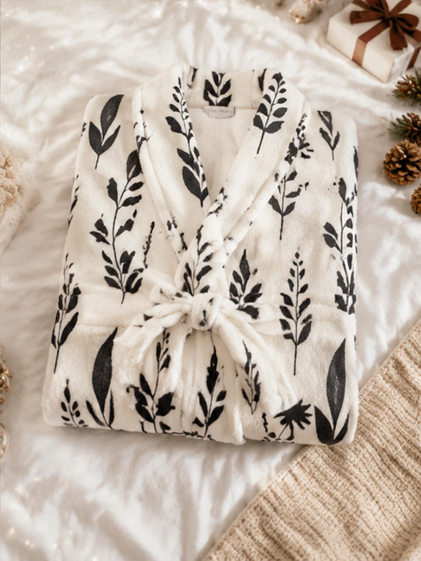 Roupão de lã coral com estampa - Bathrobe avaliação e preço